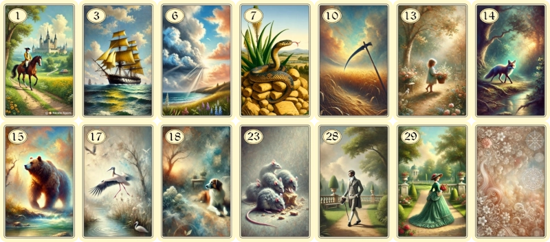 Rokoko Lenormand Kartendeck Zusatzkarten
